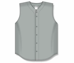 Athletic (AK) Knit Hockey Athletic Knit (AK) BA1812A-012 Adult Grey Sleeveless Full Button Baseball Jersey