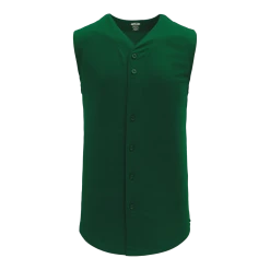 Athletic (AK) Knit Hockey Athletic Knit (AK) BA1812A-029 Adult Dark Green Sleeveless Full Button Baseball Jersey