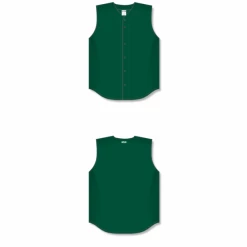 Athletic (AK) Knit Hockey Athletic Knit (AK) BA1812A-029 Adult Dark Green Sleeveless Full Button Baseball Jersey