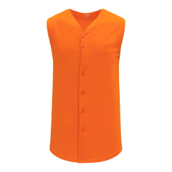 Athletic (AK) Knit Hockey Athletic Knit (AK) BA1812A-064 Adult Orange Sleeveless Full Button Baseball Jersey