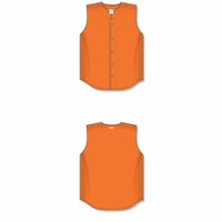 Athletic (AK) Knit Hockey Athletic Knit (AK) BA1812A-064 Adult Orange Sleeveless Full Button Baseball Jersey