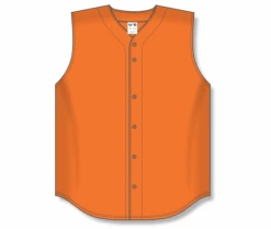 Athletic (AK) Knit Hockey Athletic Knit (AK) BA1812A-064 Adult Orange Sleeveless Full Button Baseball Jersey
