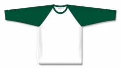 Athletic (AK) Knit Athletic Knit (AK) BA1846A-279 Adult White/Dark Green Pullover Baseball Jersey Hockey