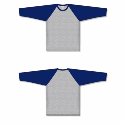 Athletic (AK) Knit Athletic Knit (AK) BA1846A-921 Adult Heather Grey/Navy Pullover Baseball Jersey
