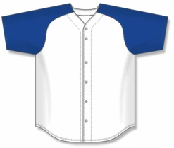 Athletic (AK) Knit Athletic Knit (AK) BA1875A-207 Adult White/Royal Blue Full Button Baseball Jersey Hockey