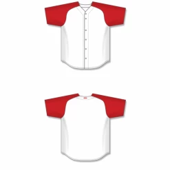 Athletic (AK) Knit Athletic Knit (AK) BA1875Y-209 Youth White/Red Full Button Baseball Jersey