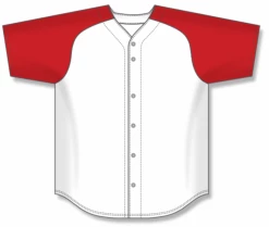 Athletic (AK) Knit Athletic Knit (AK) BA1875Y-209 Youth White/Red Full Button Baseball Jersey
