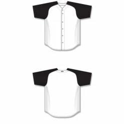 Athletic (AK) Knit Hockey Athletic Knit (AK) BA1875A-222 Adult White/Black Full Button Baseball Jersey