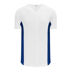 Athletic (AK) Knit Athletic Knit (AK) BA1890A-207 Adult White/Royal Blue Full Button Baseball Jersey