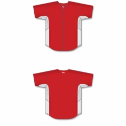 Athletic (AK) Knit Athletic Knit (AK) BA1890A-208 Adult Red/White Full Button Baseball Jersey