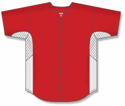 Athletic (AK) Knit Athletic Knit (AK) BA1890Y-208 Youth Red/White Full Button Baseball Jersey Hockey