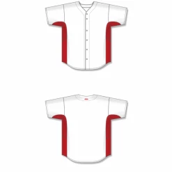 Athletic (AK) Knit Hockey Athletic Knit (AK) BA1890A-209 Adult White/Red Full Button Baseball Jersey