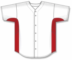 Athletic (AK) Knit Athletic Knit (AK) BA1890Y-209 Youth White/Red Full Button Baseball Jersey