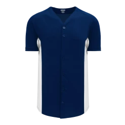 Athletic (AK) Knit Athletic Knit (AK) BA1890A-216 Adult Navy/White Full Button Baseball Jersey