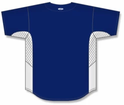 Athletic (AK) Knit Athletic Knit (AK) BA1890A-216 Adult Navy/White Full Button Baseball Jersey