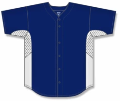 Athletic (AK) Knit Athletic Knit (AK) BA1890A-216 Adult Navy/White Full Button Baseball Jersey