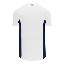 Athletic (AK) Knit Athletic Knit (AK) BA1890A-217 Adult White/Navy Full Button Baseball Jersey