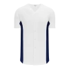 Athletic (AK) Knit Athletic Knit (AK) BA1890A-217 Adult White/Navy Full Button Baseball Jersey