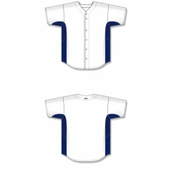 Athletic (AK) Knit Athletic Knit (AK) BA1890Y-217 Youth White/Navy Full Button Baseball Jersey