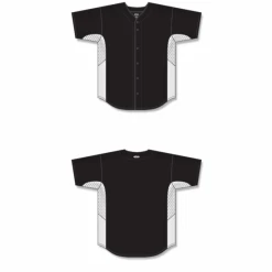 Athletic (AK) Knit Athletic Knit (AK) BA1890A-221 Adult Black/White Full Button Baseball Jersey