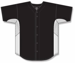 Athletic (AK) Knit Athletic Knit (AK) BA1890A-221 Adult Black/White Full Button Baseball Jersey