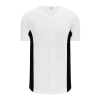 Athletic (AK) Knit Athletic Knit (AK) BA1890A-222 Adult White/Black Full Button Baseball Jersey Hockey