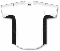 Athletic (AK) Knit Athletic Knit (AK) BA1890A-222 Adult White/Black Full Button Baseball Jersey Hockey