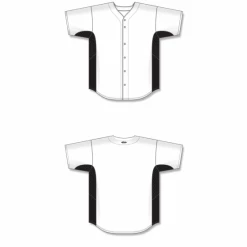 Athletic (AK) Knit Athletic Knit (AK) BA1890A-222 Adult White/Black Full Button Baseball Jersey Hockey