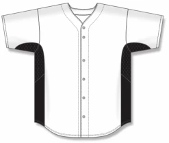 Athletic (AK) Knit Athletic Knit (AK) BA1890A-222 Adult White/Black Full Button Baseball Jersey Hockey