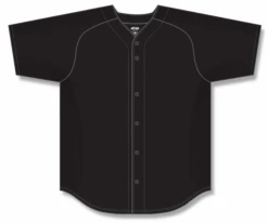 Athletic (AK) Knit Athletic Knit (AK) BA5200M-001 Mens Black Full Button Baseball Jersey