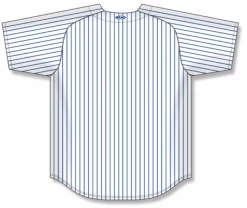 Athletic (AK) Knit Athletic Knit (AK) BA524A-207 Adult White/Royal Blue Pinstripe Full Button Baseball Jersey Hockey