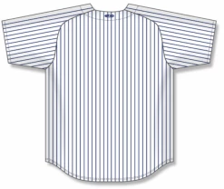 Athletic (AK) Knit Athletic Knit (AK) BA524A-217 Adult White/Navy Pinstripe Full Button Baseball Jersey