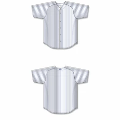 Athletic (AK) Knit Athletic Knit (AK) BA524A-217 Adult White/Navy Pinstripe Full Button Baseball Jersey
