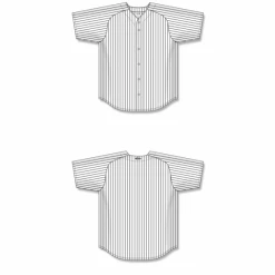 Athletic (AK) Knit Athletic Knit (AK) BA524A-222 Adult White/Black Pinstripe Full Button Baseball Jersey