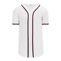 Athletic (AK) Knit Hockey Athletic Knit (AK) BA5500Y-ATL598 Atlanta Youth White Full Button Baseball Jersey