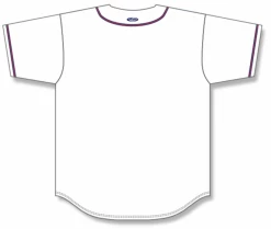 Athletic (AK) Knit Athletic Knit (AK) BA5500A-ATL598 Atlanta Adult White Full Button Baseball Jersey Hockey