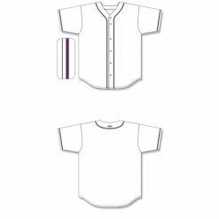 Athletic (AK) Knit Athletic Knit (AK) BA5500A-ATL598 Atlanta Adult White Full Button Baseball Jersey Hockey