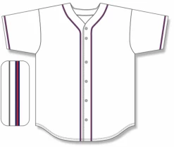 Athletic (AK) Knit Athletic Knit (AK) BA5500A-ATL598 Atlanta Adult White Full Button Baseball Jersey Hockey