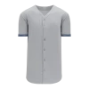 Athletic (AK) Knit Athletic Knit (AK) BA5500A-NYY573 New York Grey Adult Full Button Baseball Jersey Hockey