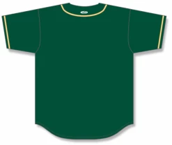Athletic (AK) Knit Athletic Knit (AK) BA5500A-OAK592 Oakland Dark Green Adult Full Button Baseball Jersey Hockey