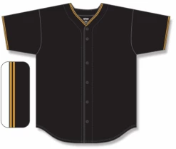 Athletic (AK) Knit Athletic Knit (AK) BA5500A-PIT578 Pittsburgh Black Adult Full Button Baseball Jersey
