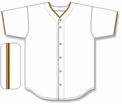 Athletic (AK) Knit Athletic Knit (AK) BA5500Y-PIT579 Pittsburgh White Youth Full Button Baseball Jersey Hockey