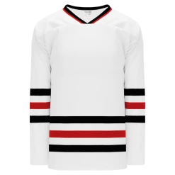 Athletic (AK) Knit Athletic Knit (AK) H550BKA-CHI305BK Pro Series - Adult Knitted Chicago Blackhawks White Hockey Jersey
