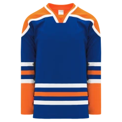 Athletic (AK) Knit Athletic Knit (AK) H550BKA-EDM820BK Pro Series - Adult Knitted Edmonton Oilers Royal Blue Hockey Jersey