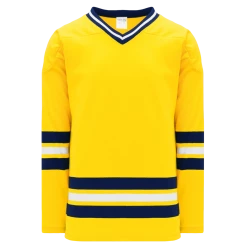 Athletic (AK) Knit Athletic Knit (AK) H550BKA-MIC590BK Pro Series - Adult Knitted 2011 University Of Michigan Wolverines Maize Hockey Jersey