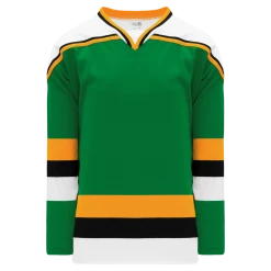 Athletic (AK) Knit Athletic Knit (AK) H550BKA-MIN406BK Pro Series - Adult Knitted Minnesota North Stars Kelly Green With Black Stripe Hockey Jersey