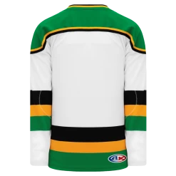 Athletic (AK) Knit Athletic Knit (AK) H550BKA-MIN407BK Pro Series - Adult Knitted Minnesota North Stars White With Black Stripe Hockey Jersey