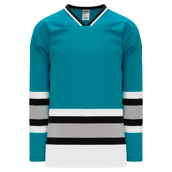 Athletic (AK) Knit Athletic Knit (AK) H550BKA-SAN636BK Pro Series - Adult Knitted San Jose Sharks Teal Hockey Jersey