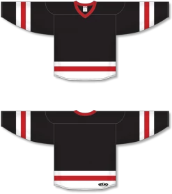 Athletic (AK) Knit Athletic Knit (AK) H6500A-348 Adult Black/White/Red League Hockey Jersey