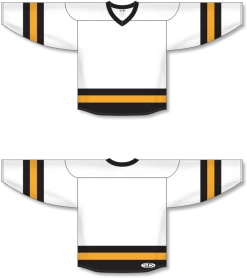 Athletic (AK) Knit Athletic Knit (AK) H6500A-436 Adult White/Black/Gold League Hockey Jersey